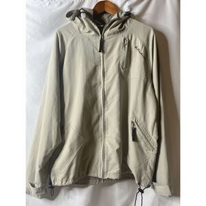 The Realm Men's L Lightweight Golf Summer Spring Fall Beige Jacket Full Zip READ